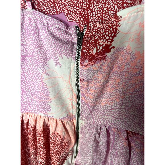 Roxy Short Dress Women's Size Small Bright Leaf Print Empire Waist Vacation - Picture 5 of 10